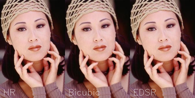 Comparing Bicubic upscaling against EDSR x2 upscaling on Set5 Image 4 Comparing Bicubic upscaling against EDSR x2 upscaling on Set5 Image 4